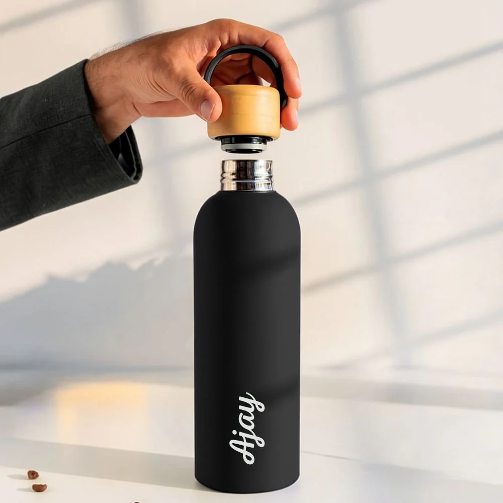 Wooden Cap Velvet Flask 500ml view 2