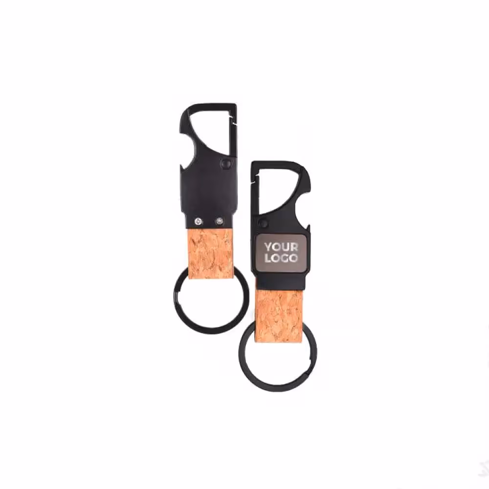 Leatherette Opener Keychain — Cork view 2
